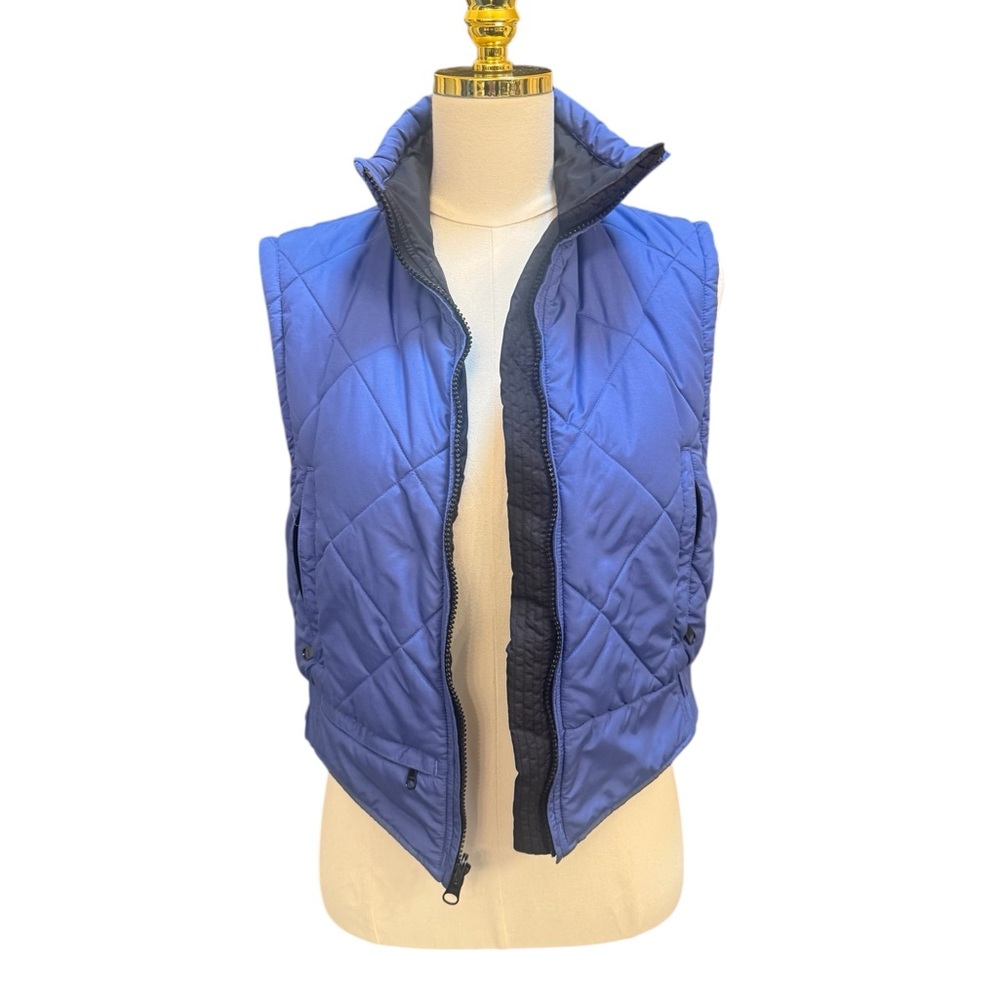Marmot Periwinkle Quilted Insulated Cropped Vest Zip Pockets — Women’s Small
